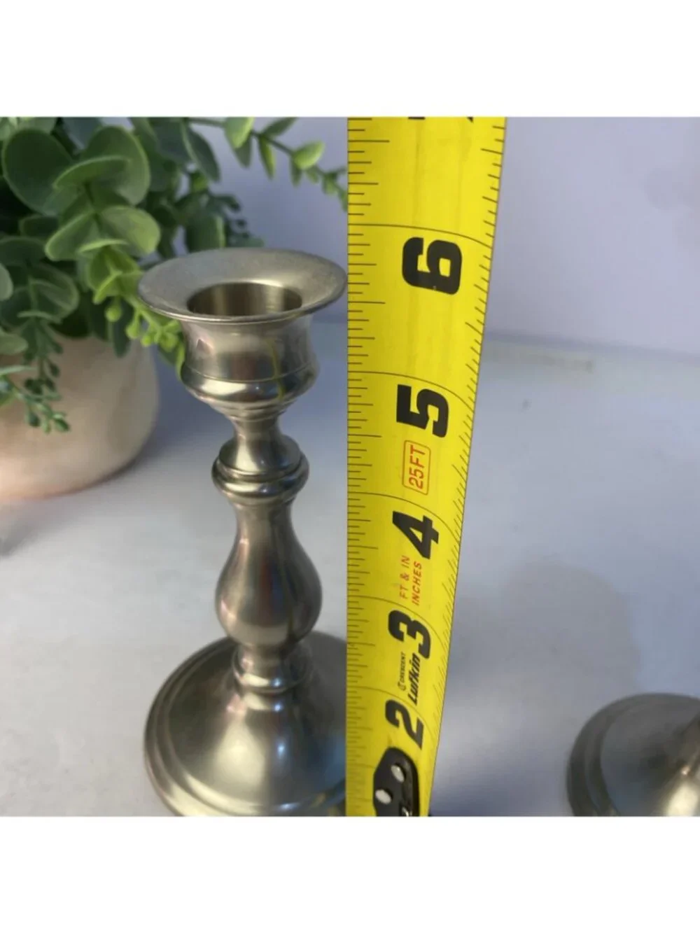 Vintage Weighted Pewter Candlestick Mixed Height Candle Holders Set of 2